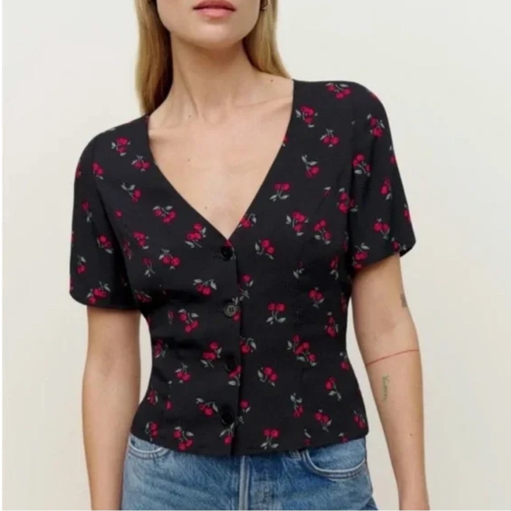 Reformation Black cherry Button-Up Blouse